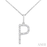 1/20 ctw Initial 'P' Round Cut Diamond Fashion Pendant With Chain in Sterling Silver